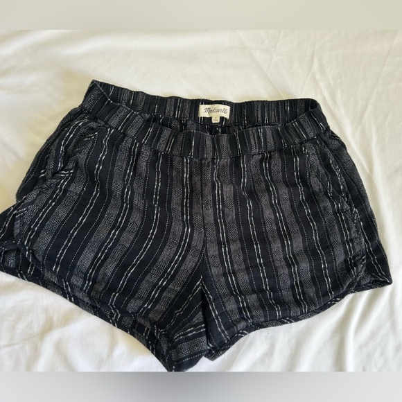 Madewell Black and White Striped High Waist Shorts - Picture 1 of 4